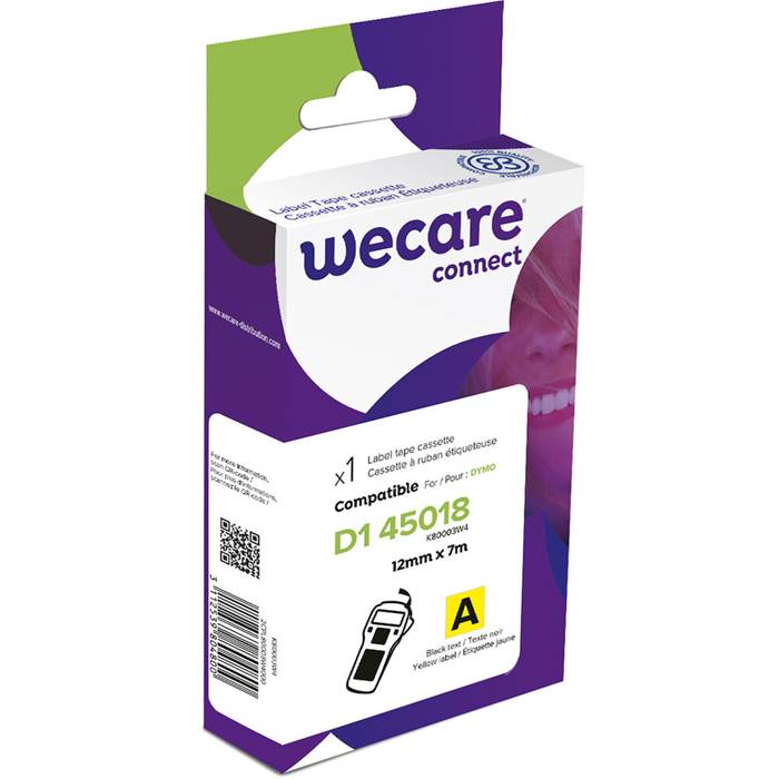Märkband Wecare D1 12mm sv/gul - 2