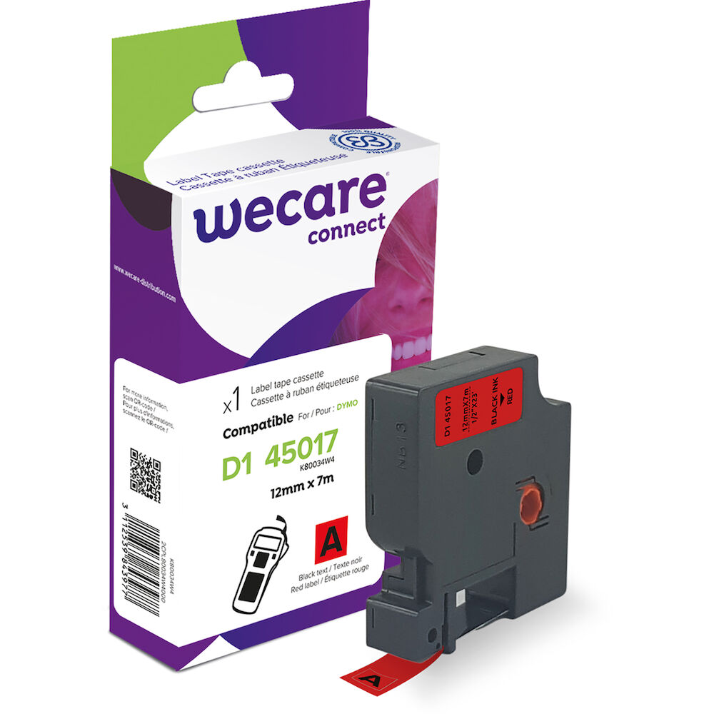 Märkband Wecare D1 12mm sv/röd