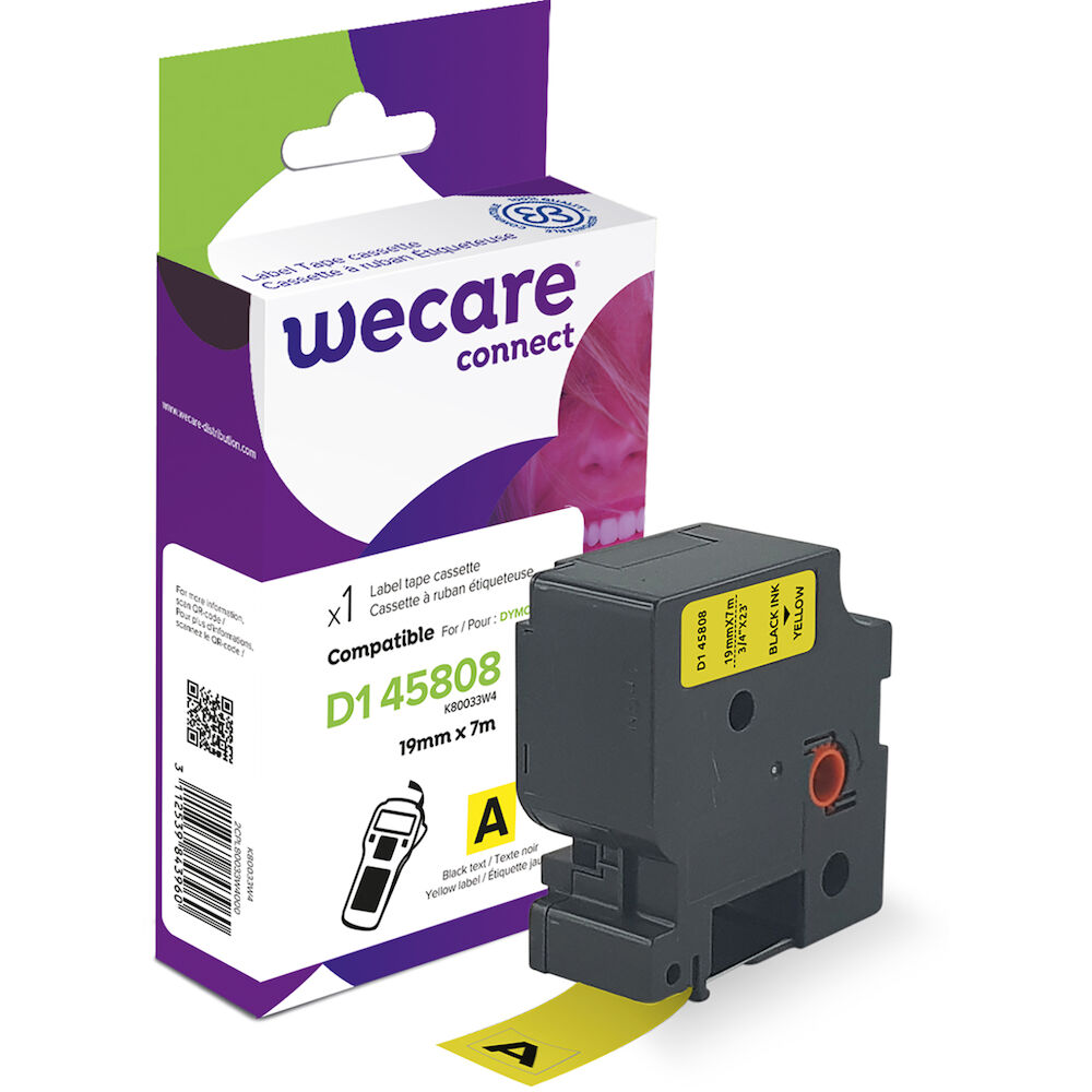 Märkband Wecare D1 19mm sv/gul