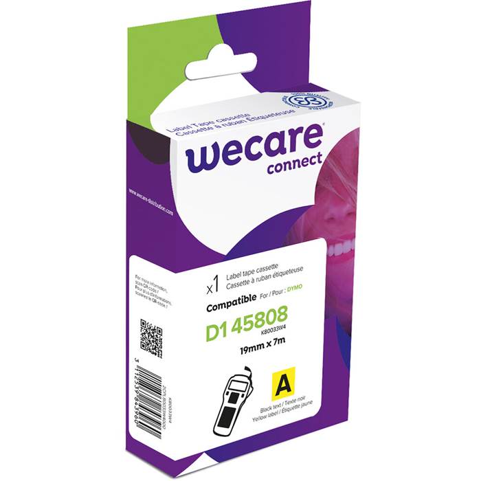 Märkband Wecare D1 19mm sv/gul - 2