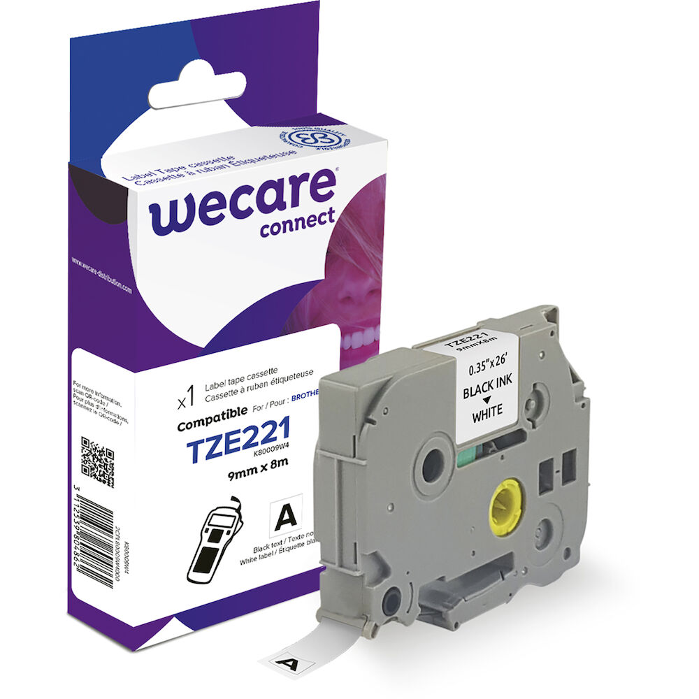 Märkband Wecare TZe 9mm sv/vit