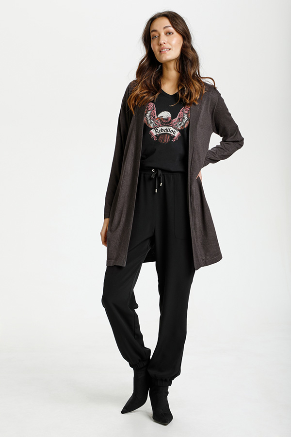Culture - Annemarie Long Cardigan Raven Melange - 4