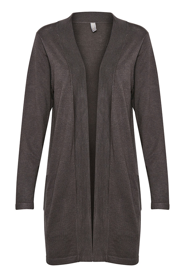 Culture - Annemarie Long Cardigan Raven Melange - 2