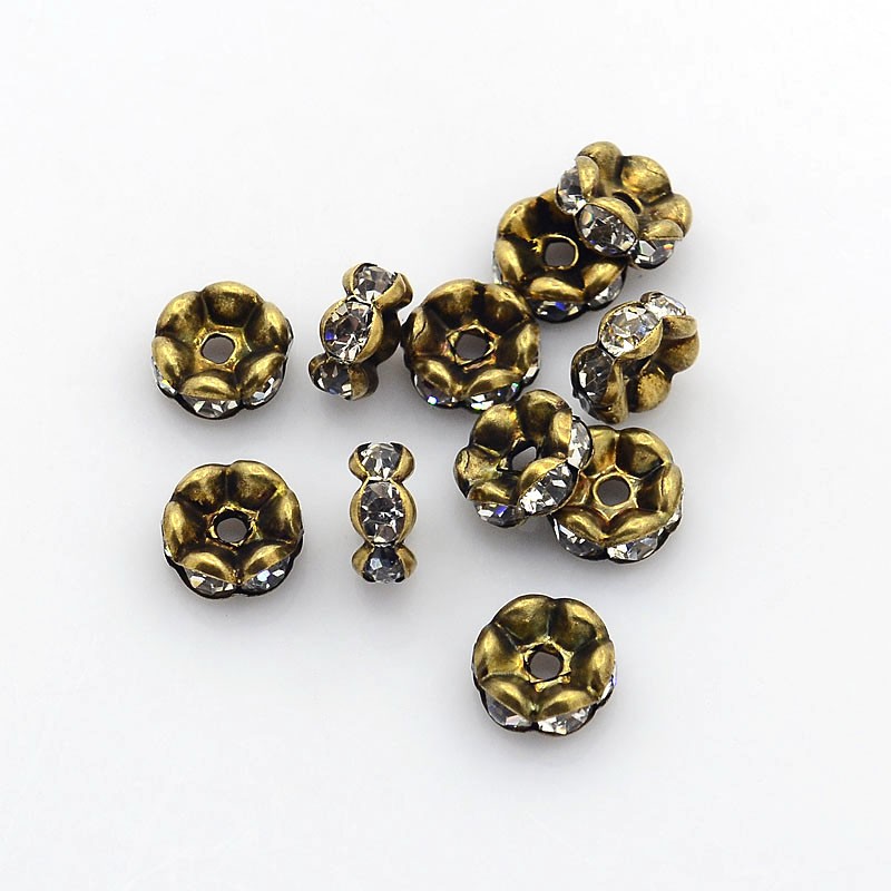 strassrondell, Brons 8mm , Wavy Clear
