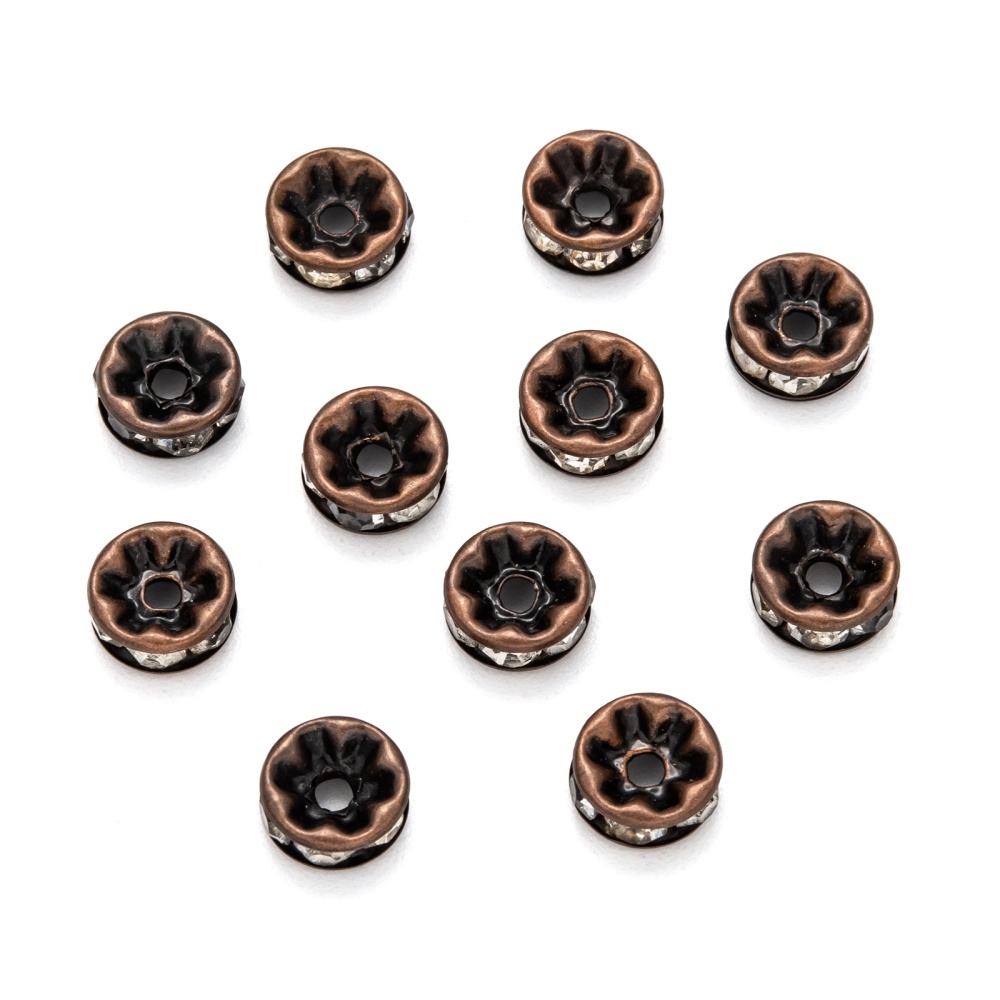 strass rondelle 8mm Copper  Clear - 2