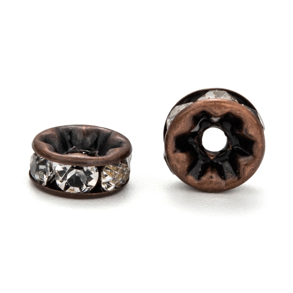 strass rondelle 8mm Copper  Clear