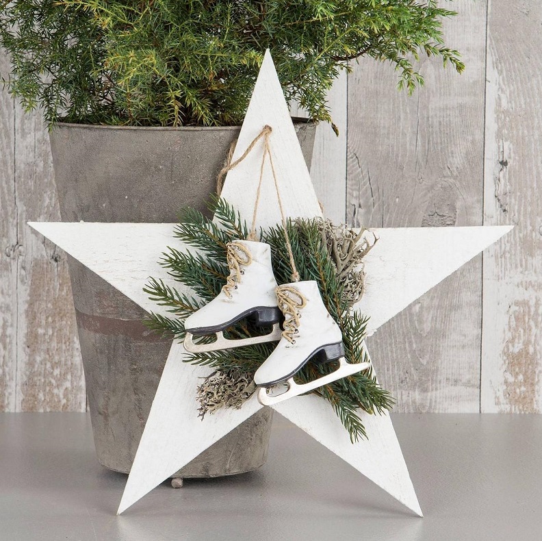 Skridskor vit dekoration shabby chic lantlig stil Gårdsromantik - 2