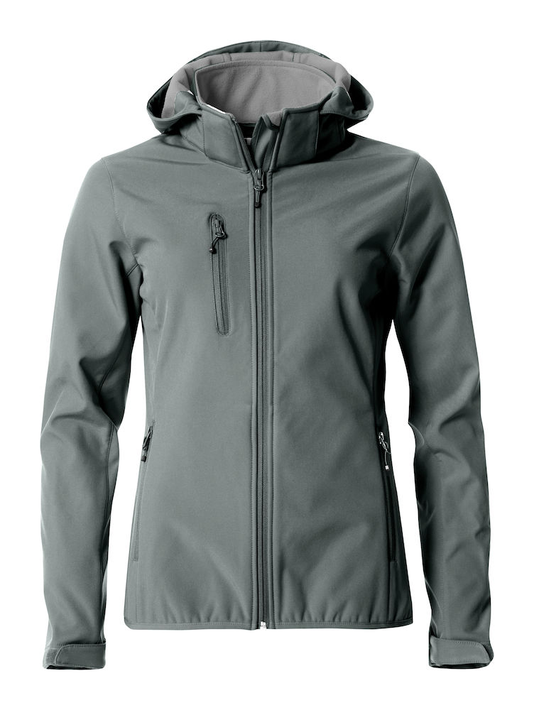 Jack med huva i Grå softshell. Skön lite tjockare men inte kumpig ! Med islandshästar brodyr fram, Du väljer bak på jackan ;) 