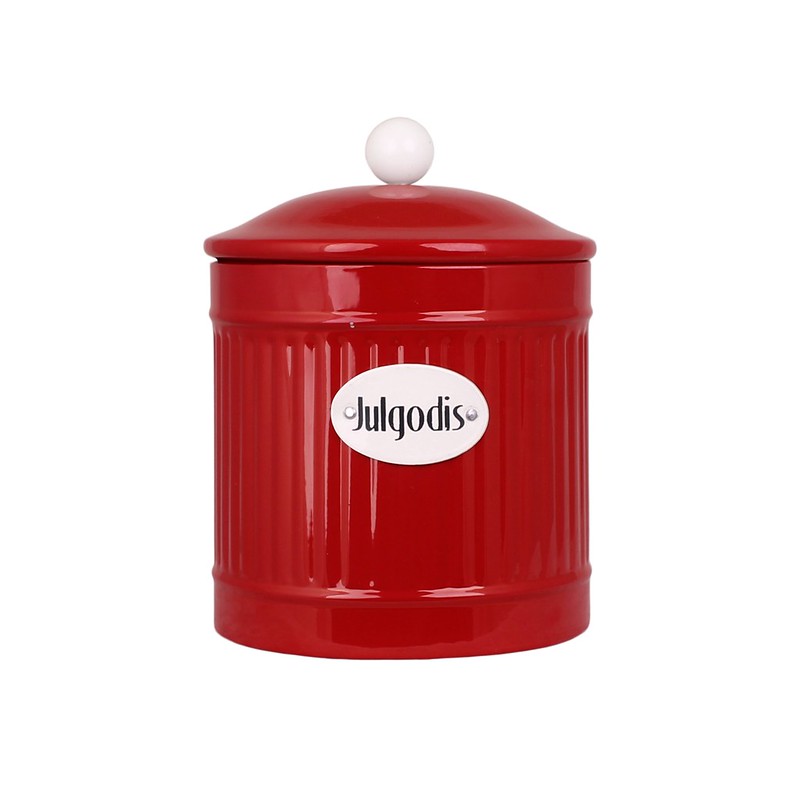 Plåtburk med lock för julgodis - Röd - 3