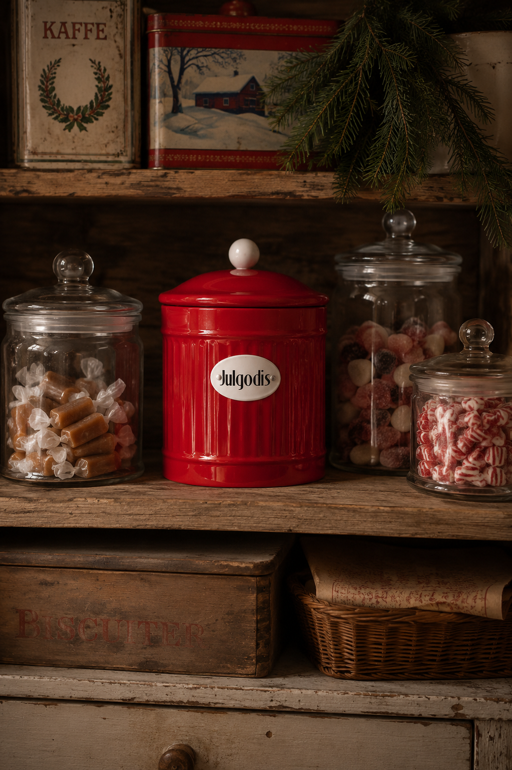 Tin with lid for Christmas sweets - Red - 3
