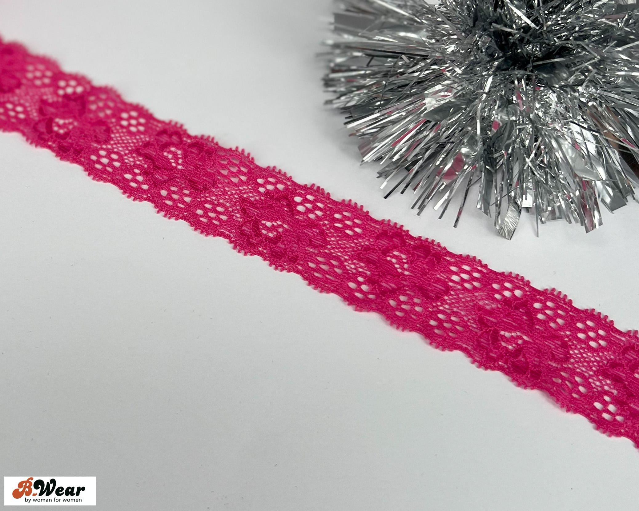 Stretch spets i Cerise