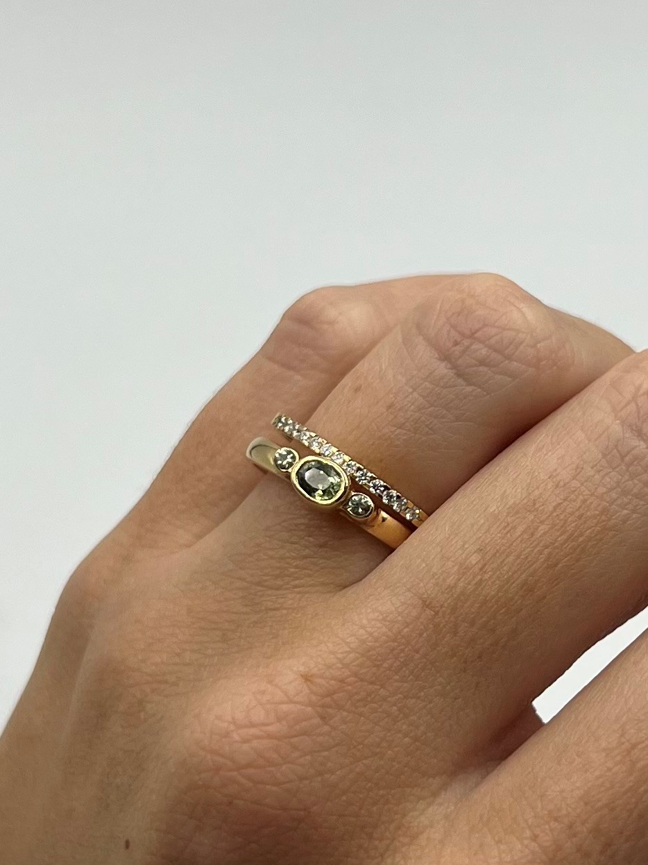 Ring Josefin handgjord grön safir guld 18 karat  - 3