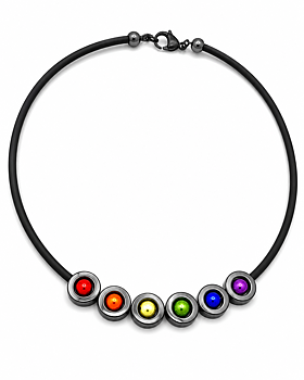 Cindra halsband multifärgat Hematit gummi