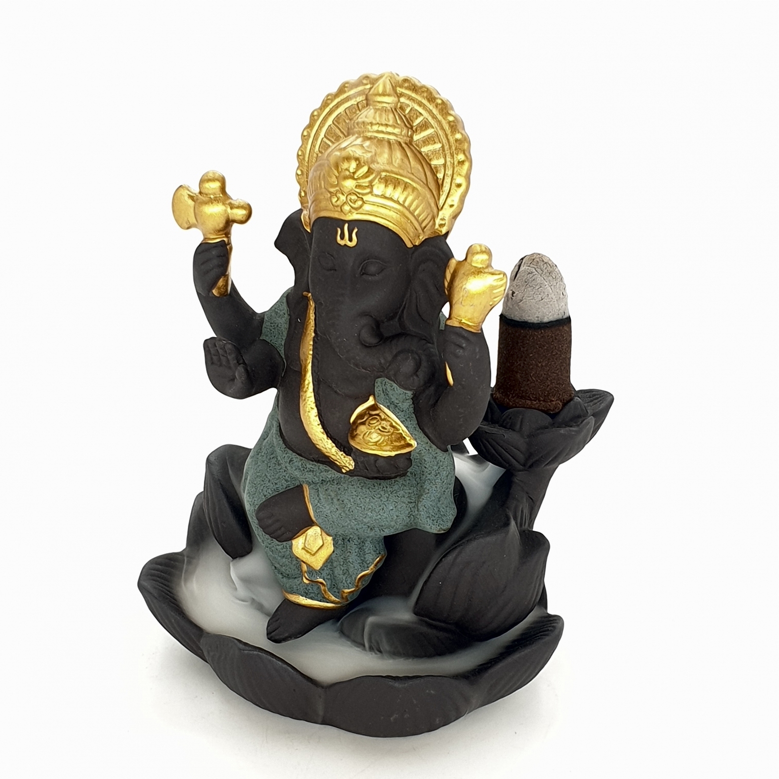 backflow rökelse brännare ganesha svart grön
