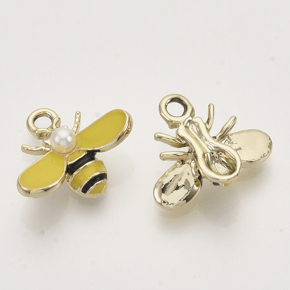 Charm -Enameld Bee, black & Yellow - 2