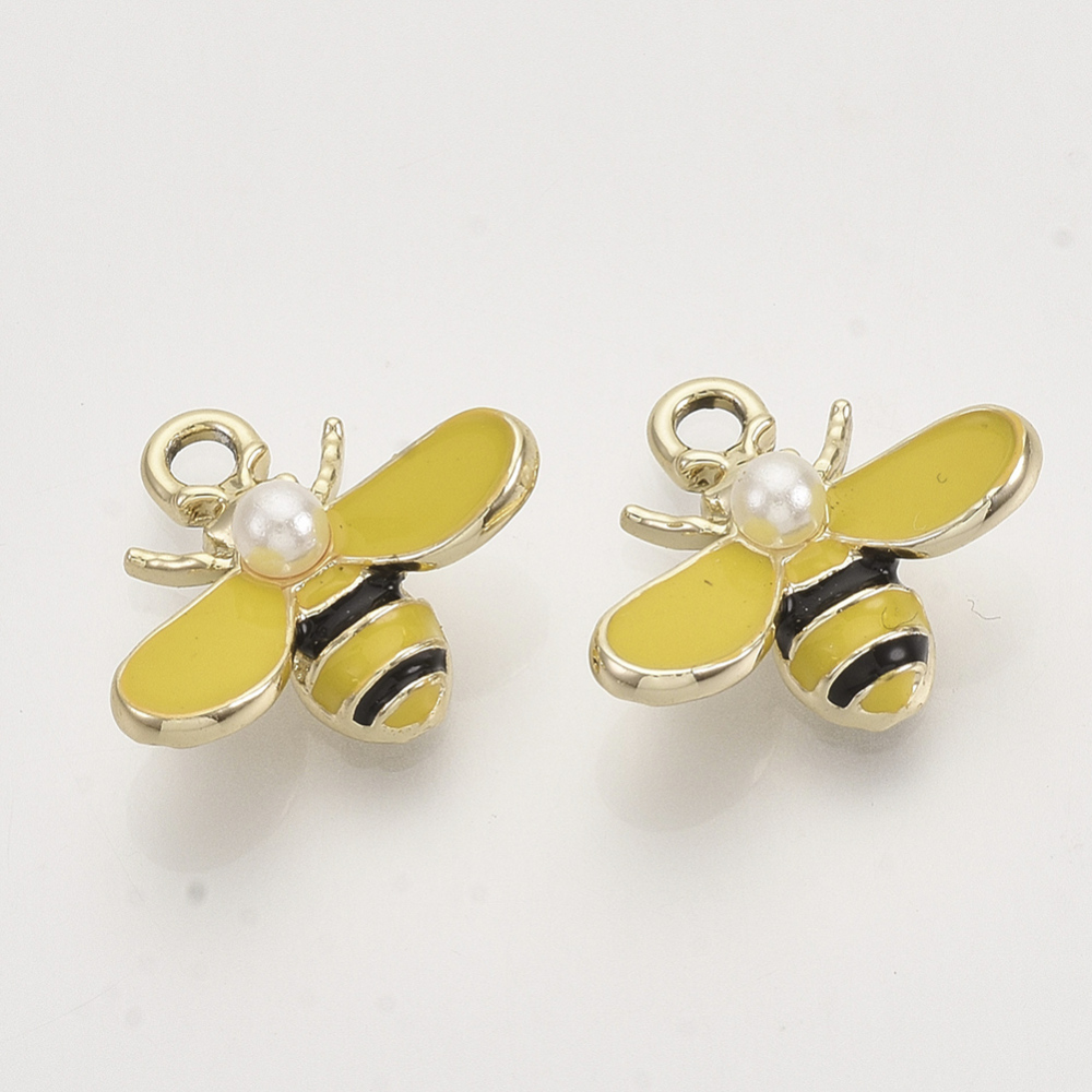 Charm -Enameld Bee, black & Yellow