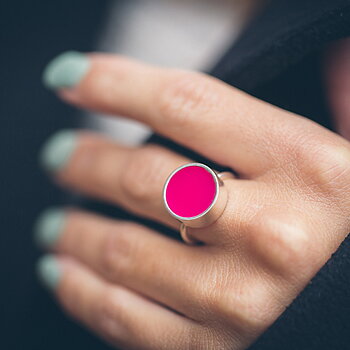 Ring 925 Silver & Cerice Acryl 