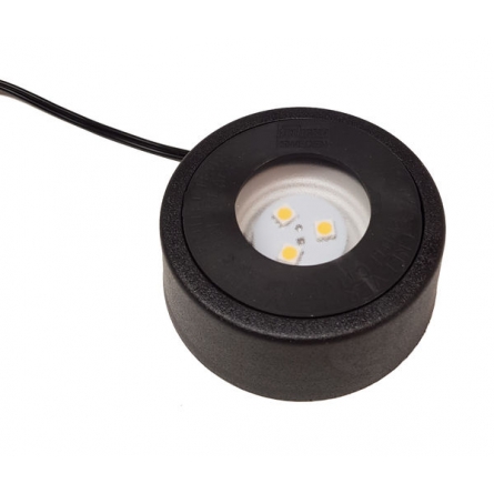Lighting Circle-Shaped in Black Plastic, replaceable LED, 70x70 mm