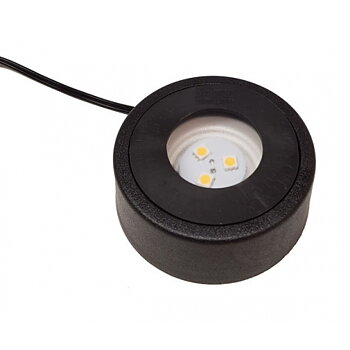 Lighting Circle-Shaped in Black Plastic, replaceable LED, 70x70 mm