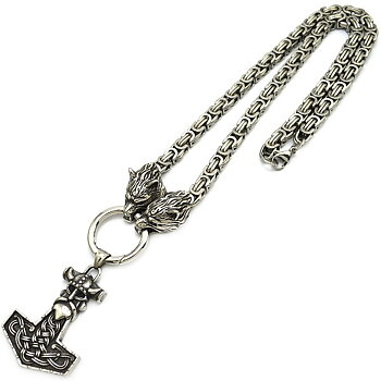 Halsband Torshammare Viking Komplett Med Kungslänk. (60cm 7x7mm)