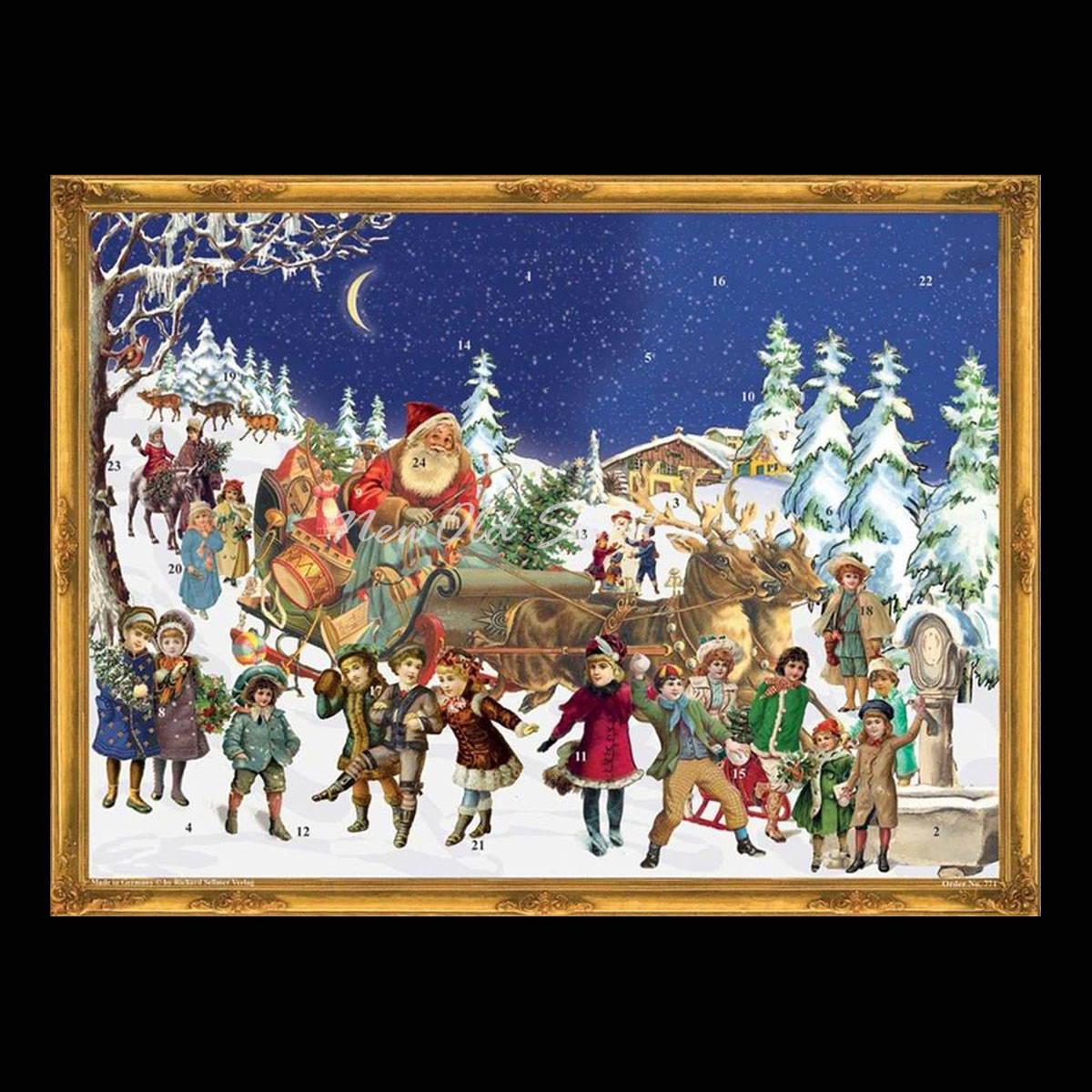 SANTA CLAUS IN REINDEER SLEIGH - VICTORIAN ADVENT CALENDAR - Adventskalender