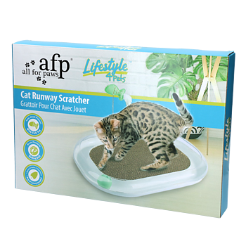 AFP Runway Scratcher scratch board with a toy 