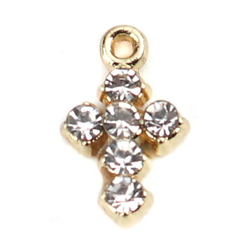 Berlock - Kors, Guld  m  rhinestones