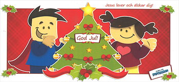 Julkort: Pappersson - God Jul : Jesus lever och älskar dig! - 21 x 10