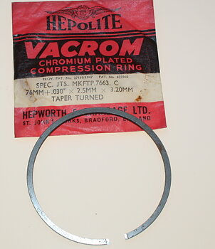 Kolvring  76,75x2,50 mm (76+.030 x 2.5 mm) NOS Hepolite