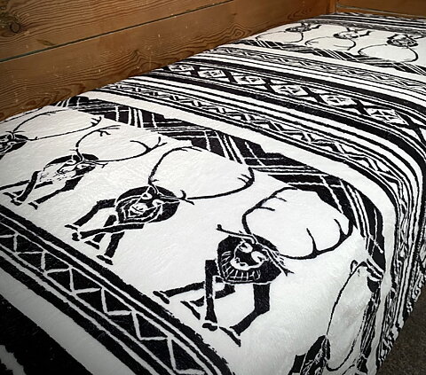 Blanket Reindeers at the Arctic circle, Recycled fleece, Jokkmokk design