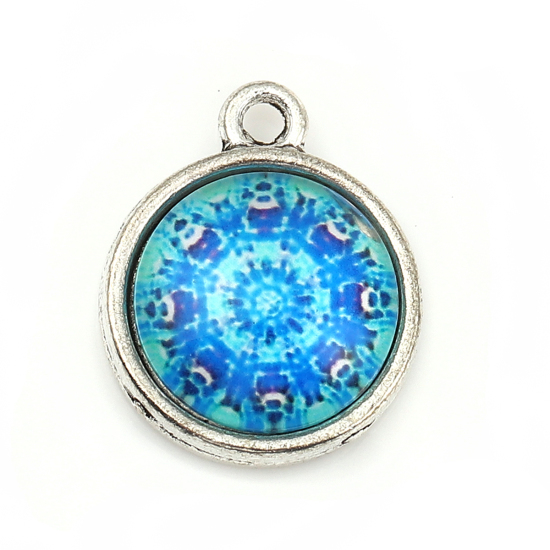 Charm,  Glass, Mandala Blue