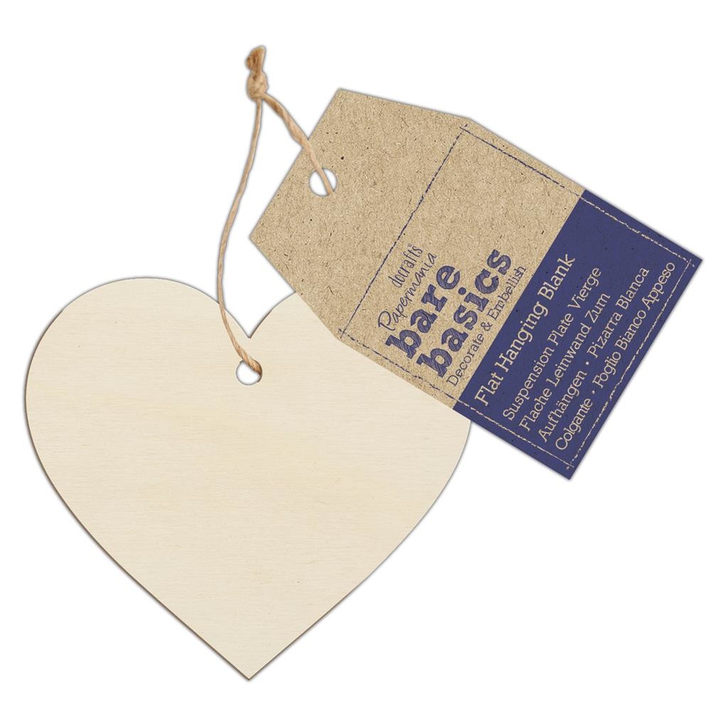 Hjärta-trä, ca 8cm, hängade dekoration, Bare Basics, Papermania
