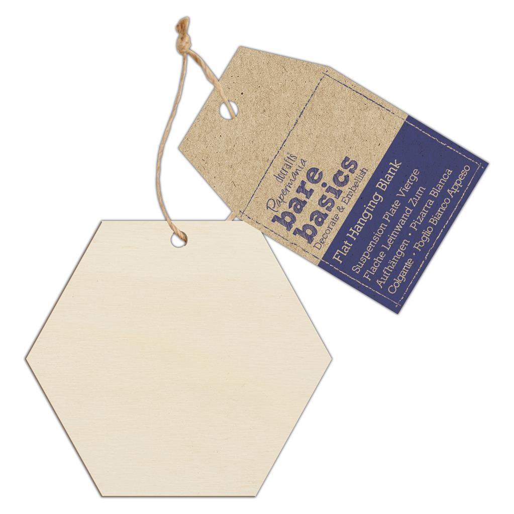Hexagon-trä, ø 8cm , hängade dekoration, Bare Basics, Papermania
