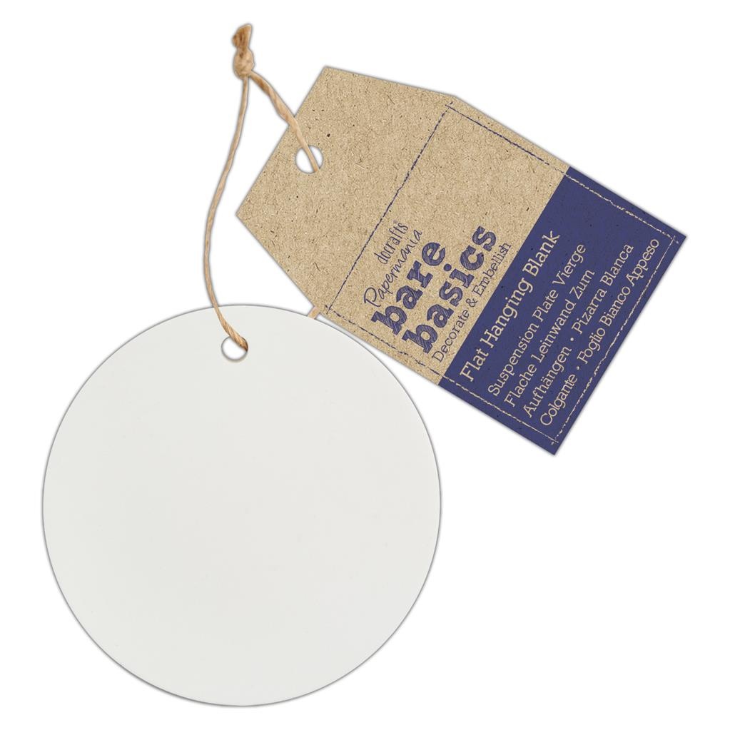 Rund-keramik (oglaserad), ø 8cm, hängade dekoration, Bare Basics, Papermania