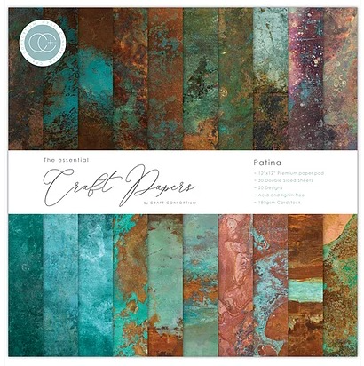 Patina, 12x12" block, Essential Craft Papers,  Craft Consortium 