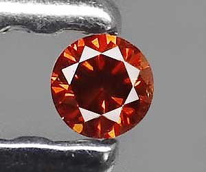 Diamante rojo anaranjado genuino redondo natural muy raro de 1,7 mm