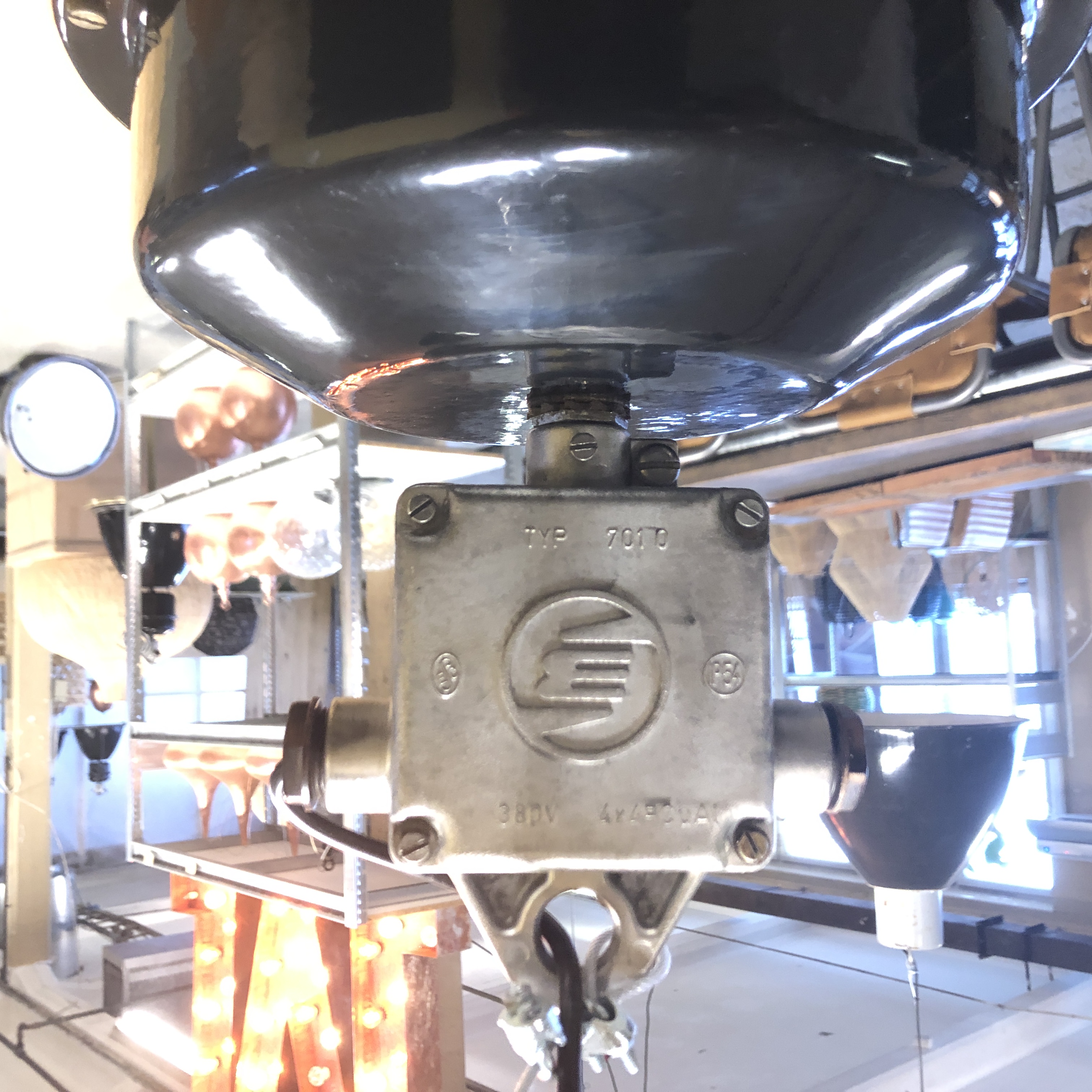 Large Industrial Light - glass disk - BLACK - 4