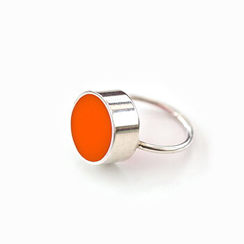 Ring 925 Silver & Orange Acryl 