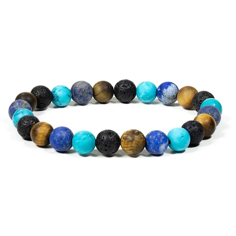 Sten Armband: Lapis lazuli, turkos, tigeröga och lavasten.