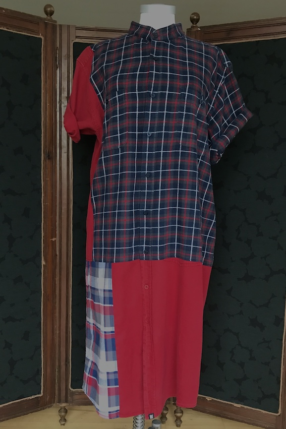Skjortklänning, flanell, röd ärm - 7