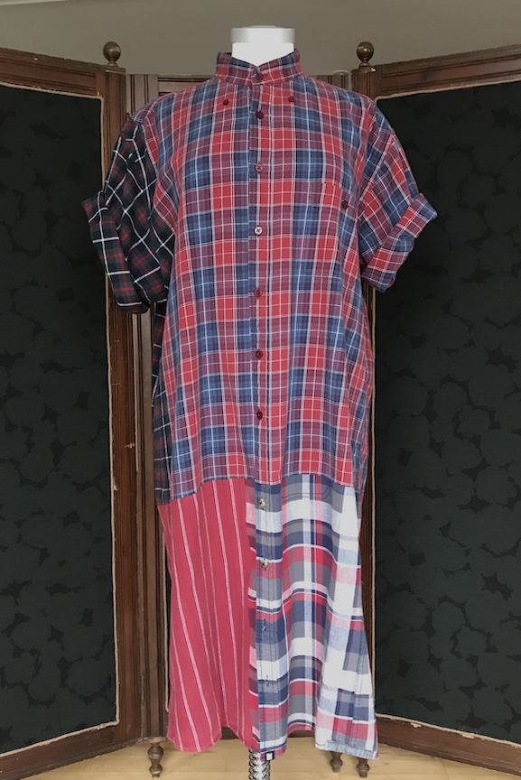 SÅLD Skjortklänning, flanell, röd rand - 5