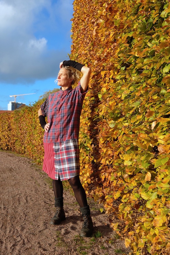 SÅLD Skjortklänning, flanell, röd rand - 3