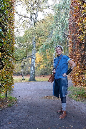 SÅLD Skjortklänning, flanell, prickig blå