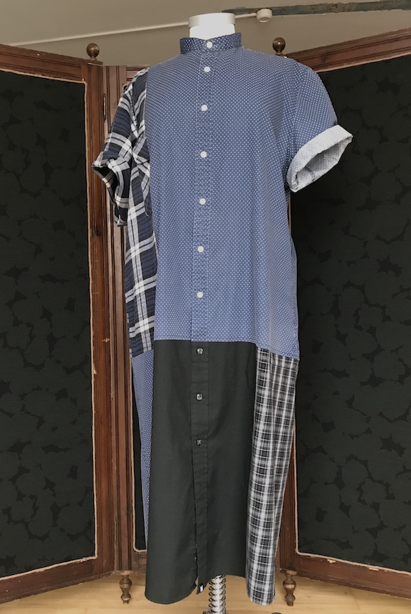 SÅLD Skjortklänning, flanell, prickig blå - 6