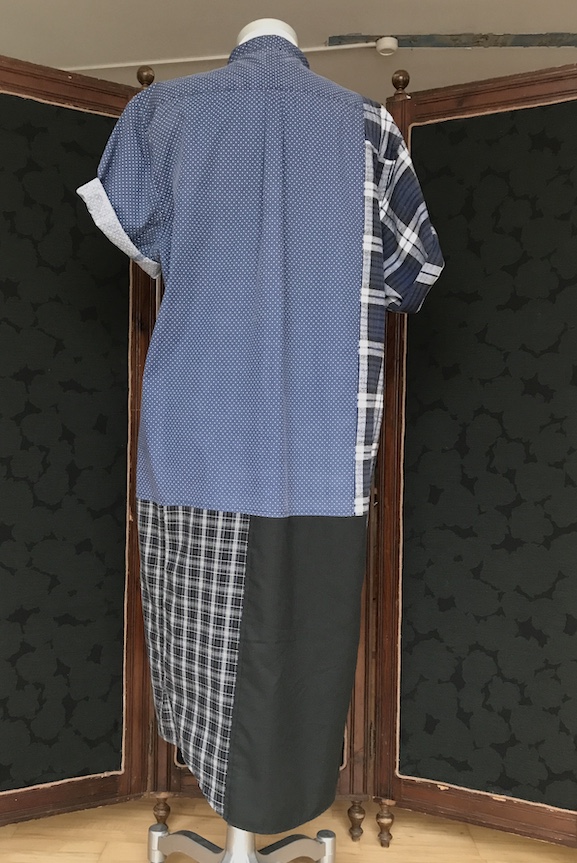 SÅLD Skjortklänning, flanell, prickig blå - 7