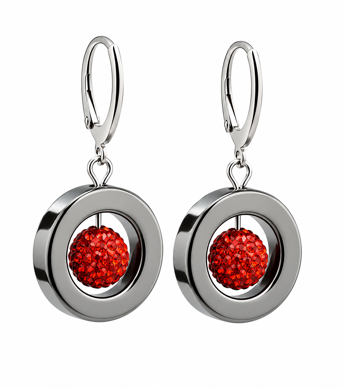 Earrings Nancy red  crystals Hematite
