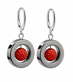 Earrings Nancy red  crystals Hematite