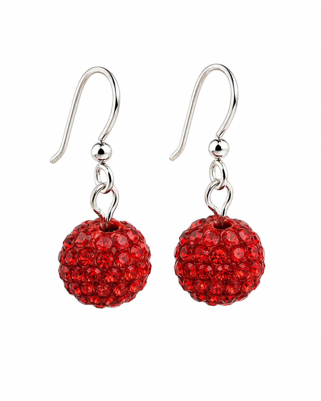 Earrings  red crystals Silver