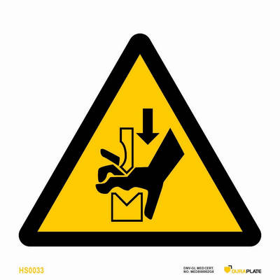 Warning sign (WSS) "Hand crushing between press brake and material warning"