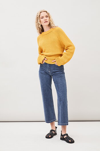 Alis Structured Knitted Organic Cotton Sweater - Yellow